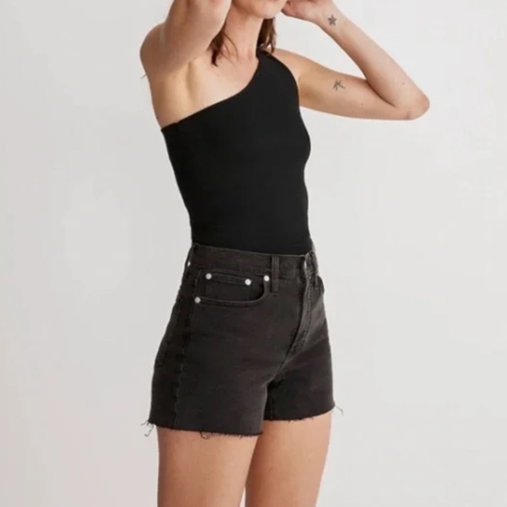 Madewell Curvy High Rise Denim Shorts Cutoff Black Washed Grey Women’s 28